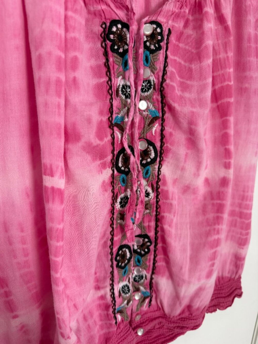 Boston Proper Pink Tie-Dye Peasant Blouse - Large - Picture 5 of 6